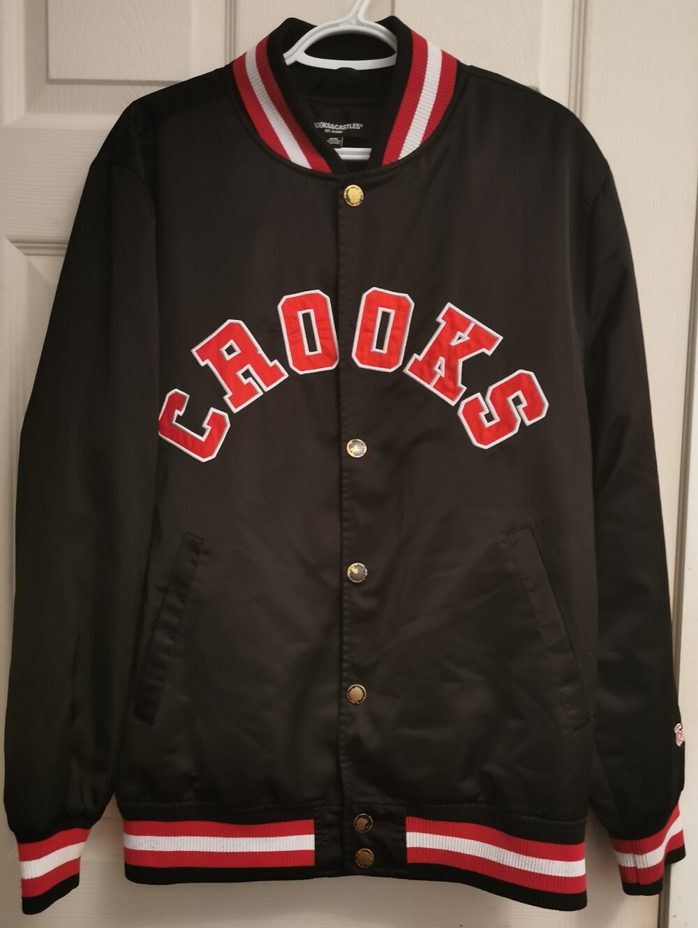 Crooks & Castles Black Jacket with Red and White Trim